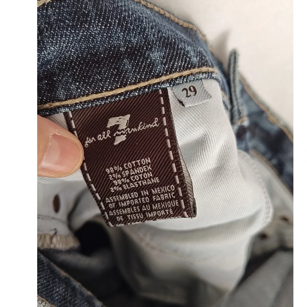 7 For All Mankind Bootcut Jeans 29 Blue Stretch Denim‎ Squiggle Y2K Low Rise